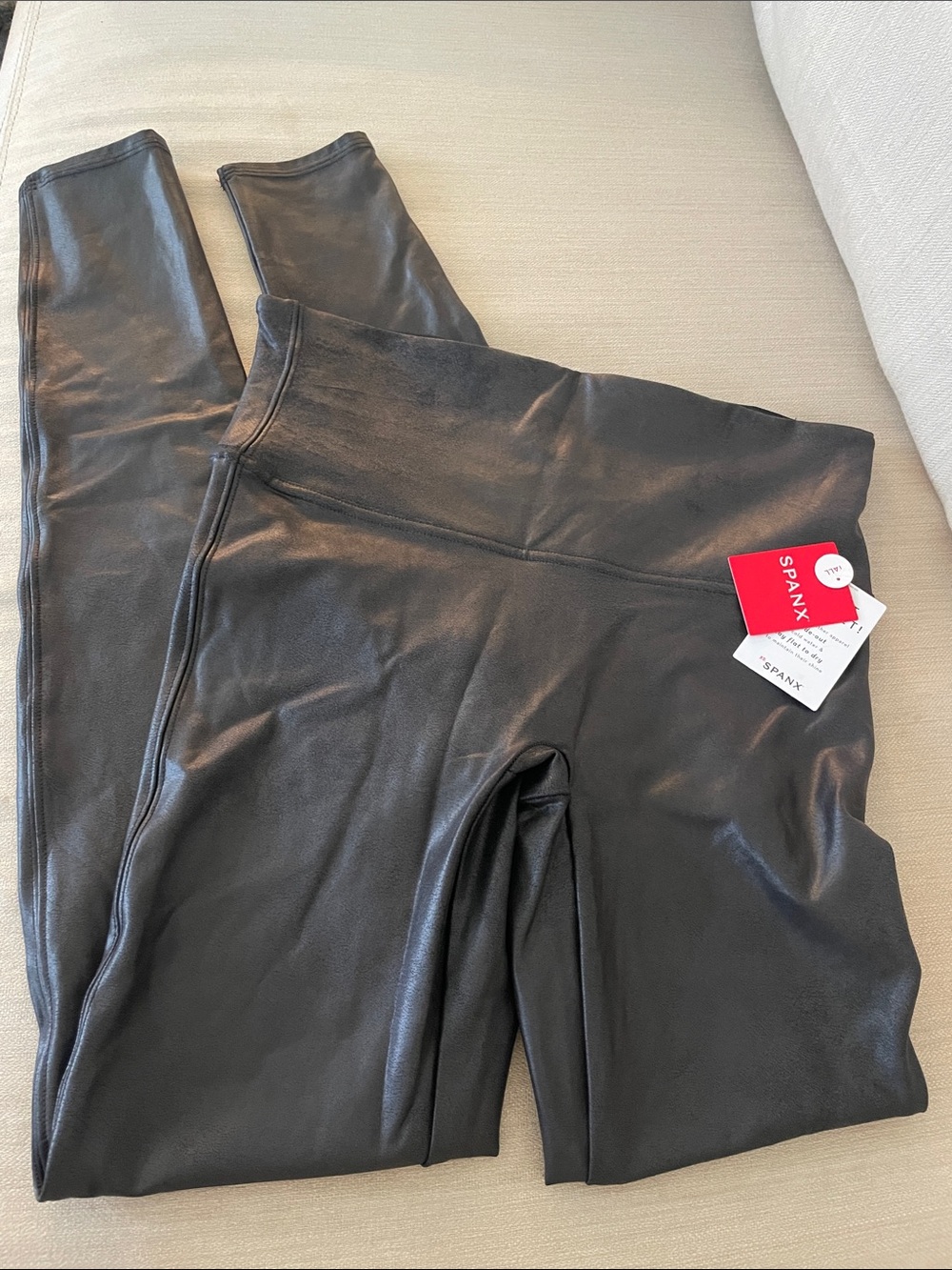 SPANX Black Faux Leather Leggings with Original Tags